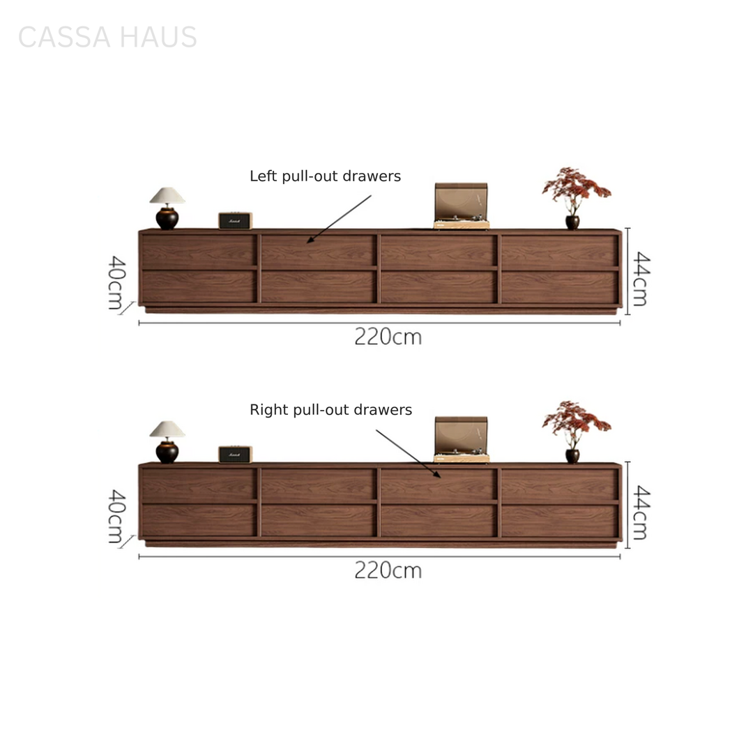 ADOLE Modern Extendable Solid Wood TV Console - Cassa Haus Singapore