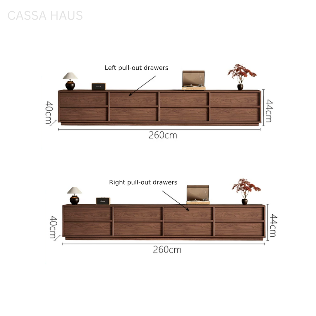 ADOLE Modern Extendable Solid Wood TV Console - Cassa Haus Singapore