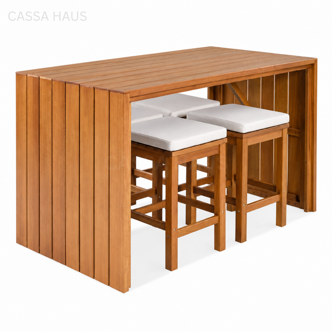 ROMI Modern Solid Wood Outdoor Bar Table & Stools - Cassa Haus Singapore