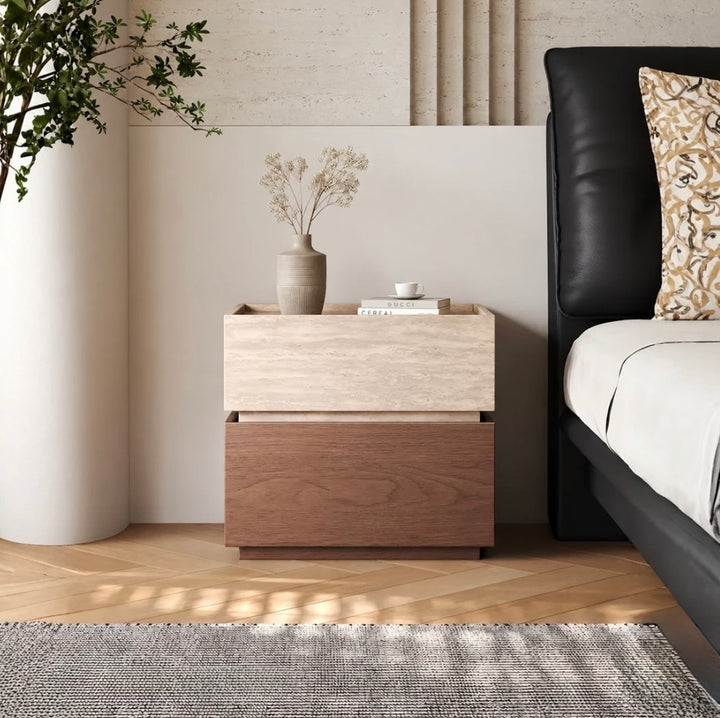 NOVARO Modern Solid Wood Bedside Table