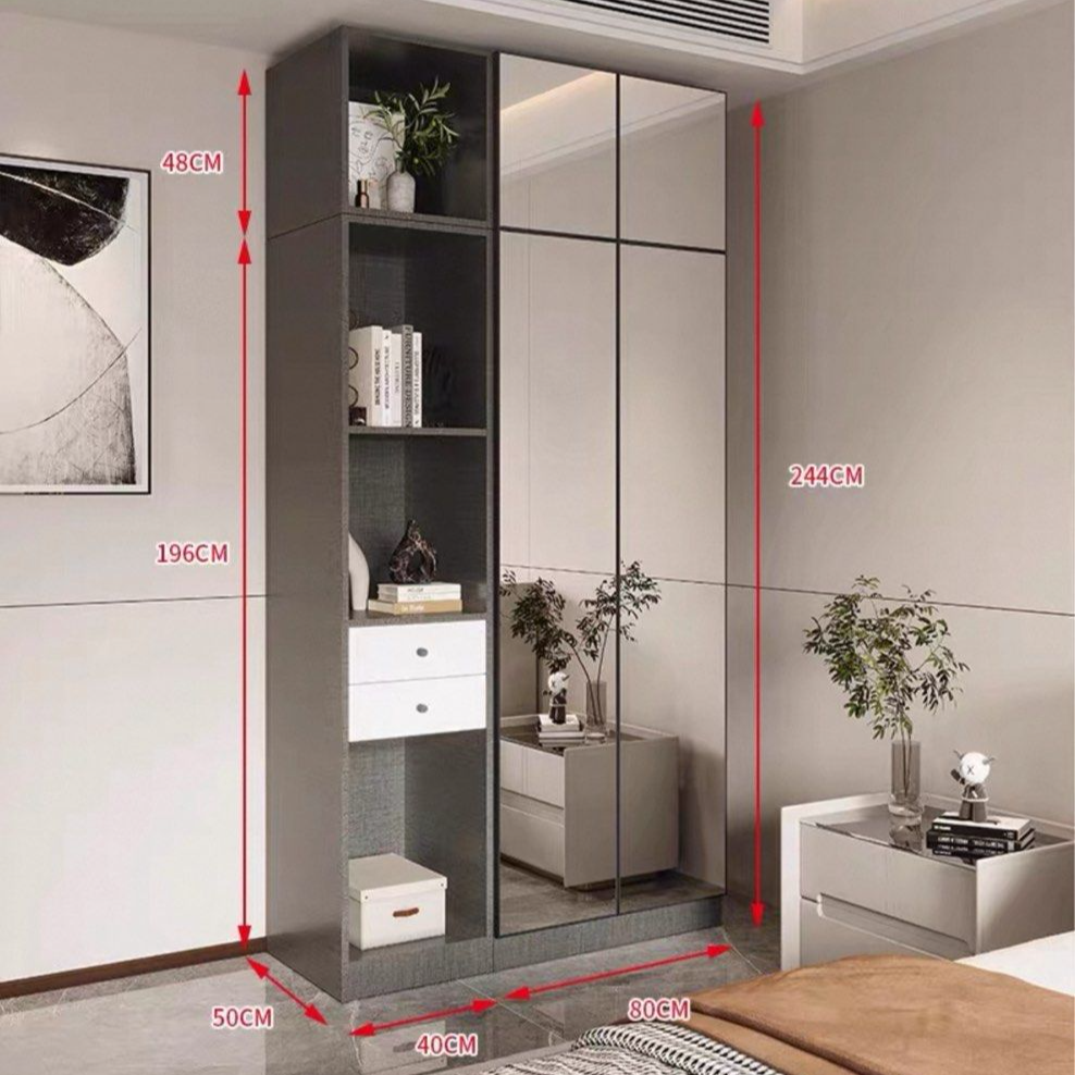 AUSTE Modern Mirrored Glass Wardrobe - Radical Homes Singapore