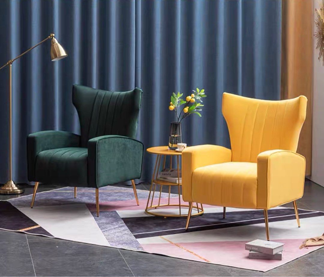 LEVI Winged Velvet Armchair - Radical Homes Singapore