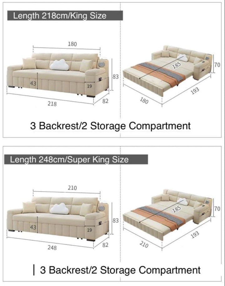 DAN Modern Velvet Storage Sofa Bed - Radical Homes Singapore