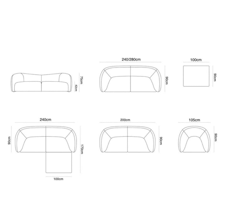 PEREZ Modern Scratch Resistant Curve Sofa - Radical Homes Singapore
