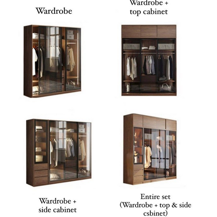 THRYMOR Rustic LED Walnut Wardrobe - Cassa Haus Singapore