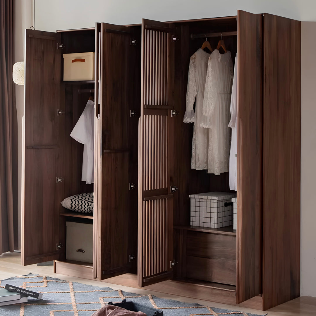 VASKER Modern Black Walnut Wood Wardrobe - Cassa Haus Singapore