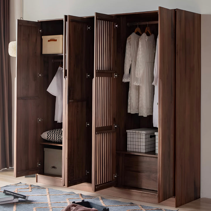 VASKER Modern Black Walnut Wood Wardrobe - Cassa Haus Singapore