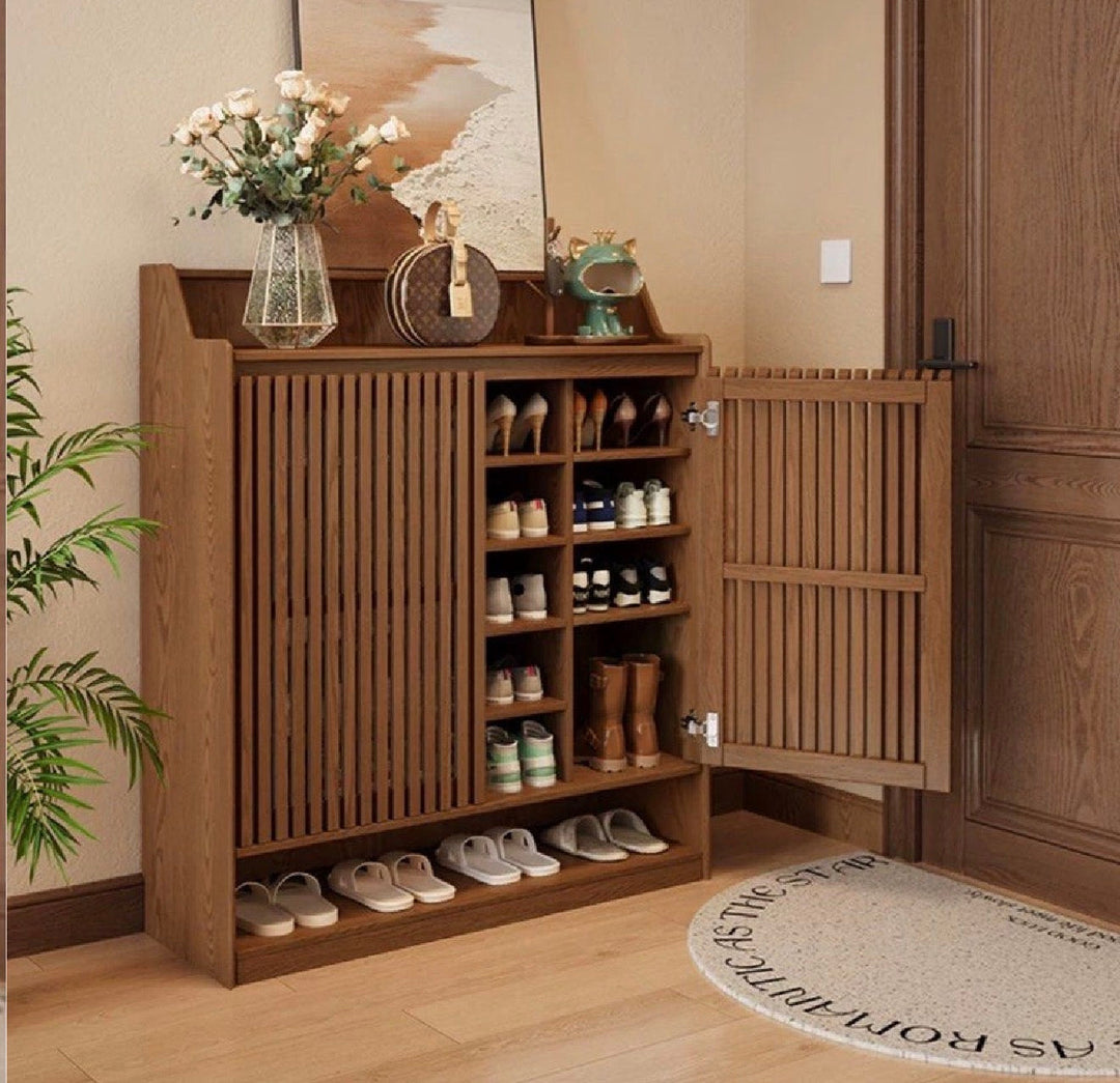 ROBEN Modern Solid Wood Fluted Shoe Cabinet (INSTOCK)