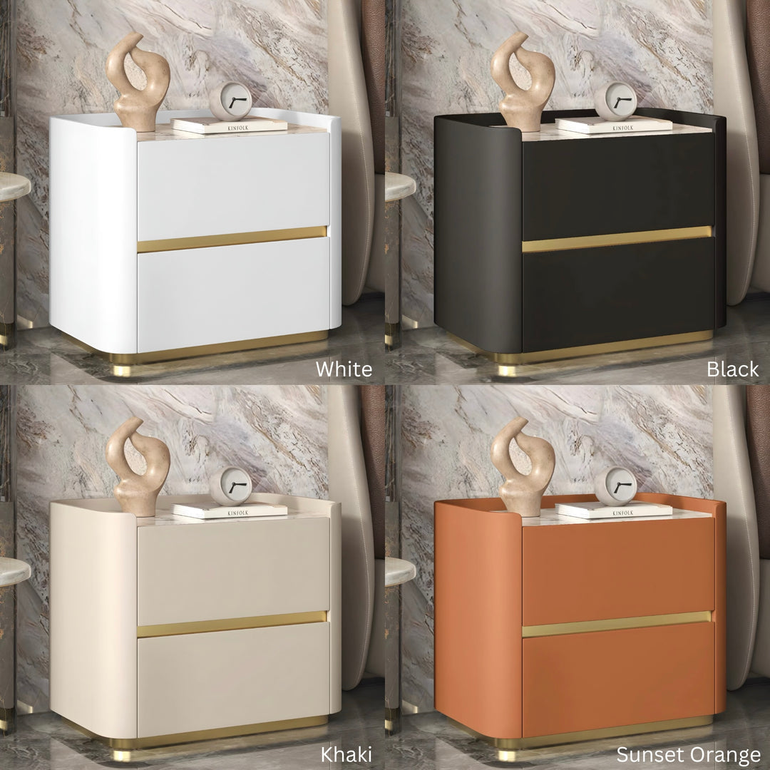 DORIAN Modern Leather Bedside Table - Cassa Haus Singapore