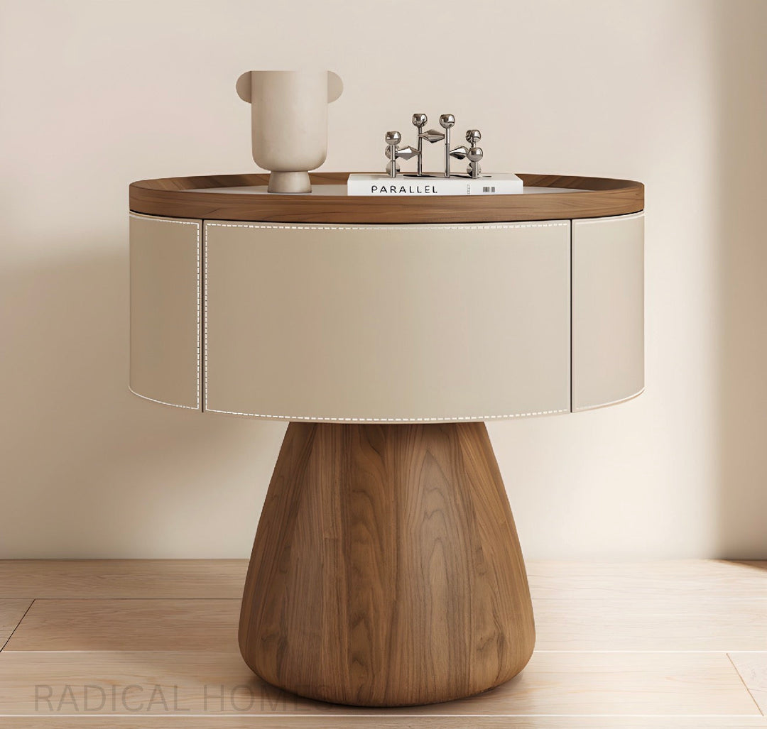 RAVENO Modern Saddle Leather Bedside Table (INSTOCK)