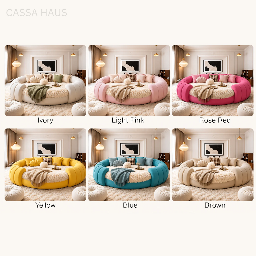 KESSIN Modern Fabric Round Bedframe - Cassa Haus Singapore