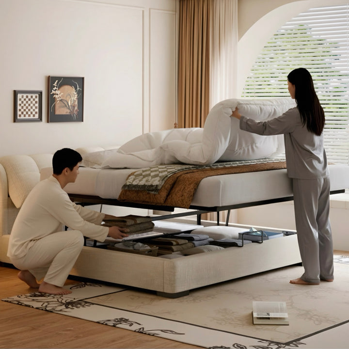 RAVIEN Modern Scratch Proof Fabric Storage Bedframe - Cassa Haus Singapore