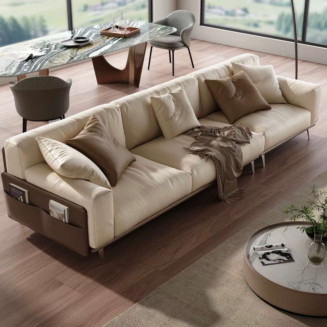 CLOVEHARE Modern Leather Sofa