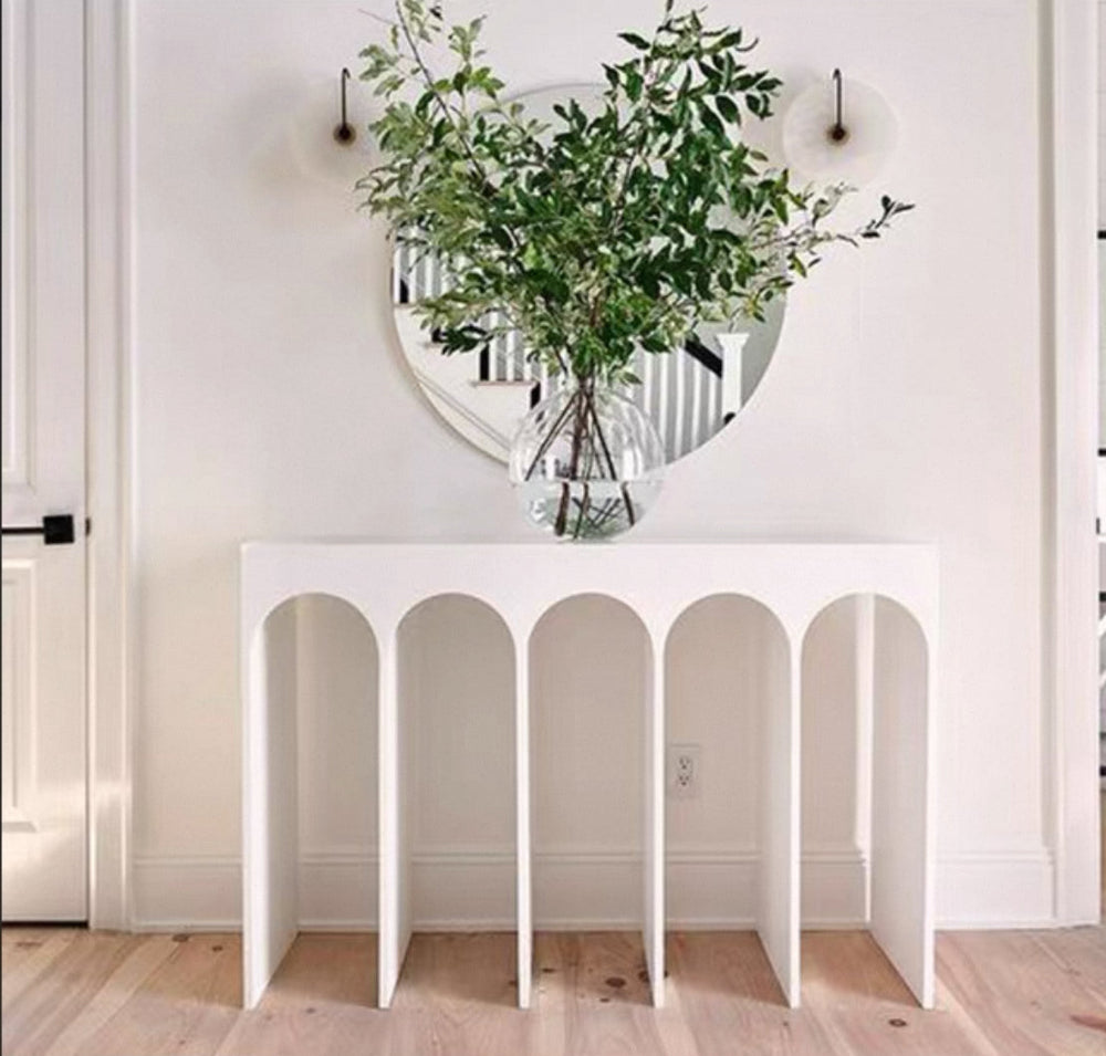 MUEDA Modern White Console Table (Instock) - Radical Homes Singapore