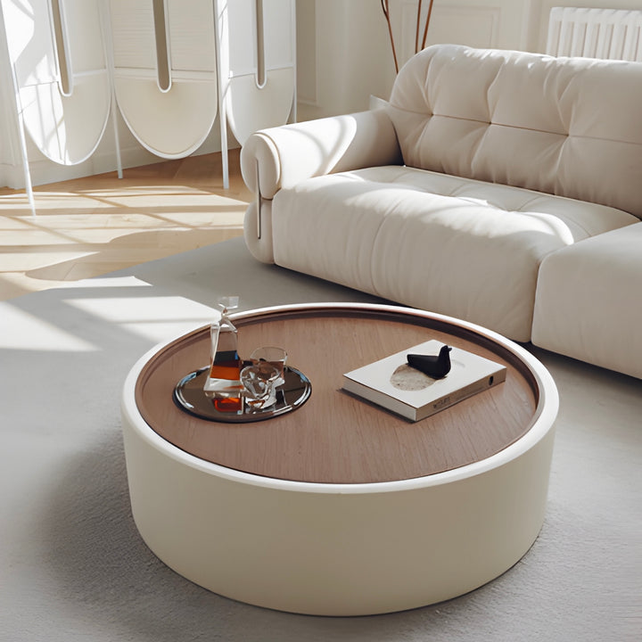 ZAVERO Modern Round Storage Coffee Table