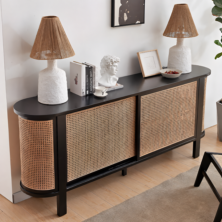 MARVENA Rustic Rattan Sideboard