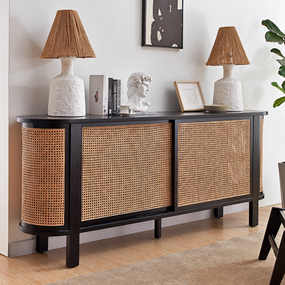 MARVENA Rustic Rattan Sideboard