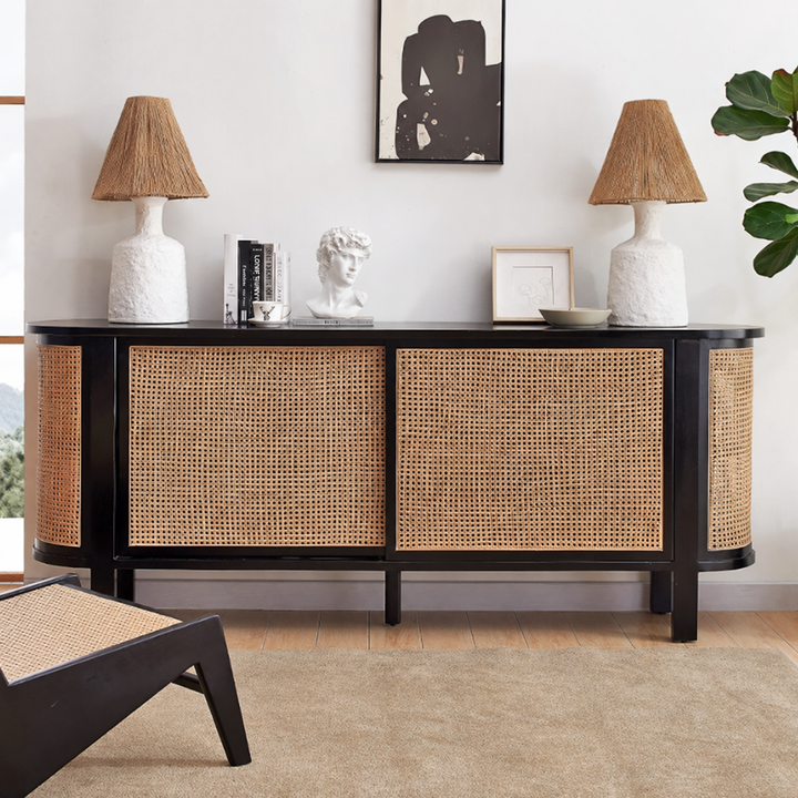 MARVENA Rustic Rattan Sideboard