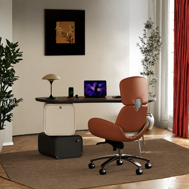 RADCLIFFE Modern Office Desk and Leather Chair