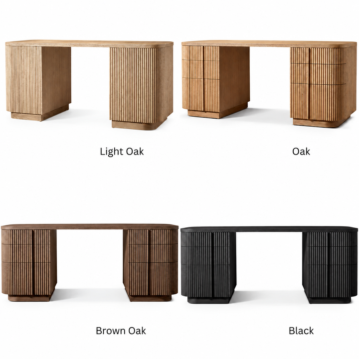 MONTCLAIR Modern Fluted Solid Wood Study Table - Cassa Haus Singapore