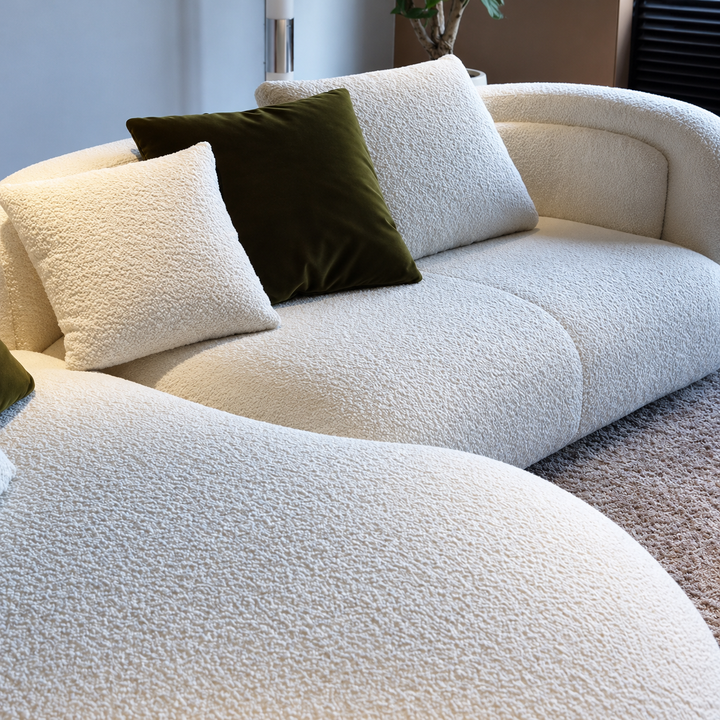 BEZIER Modern Curved Boucle Sofa - Cassa Haus Singapore