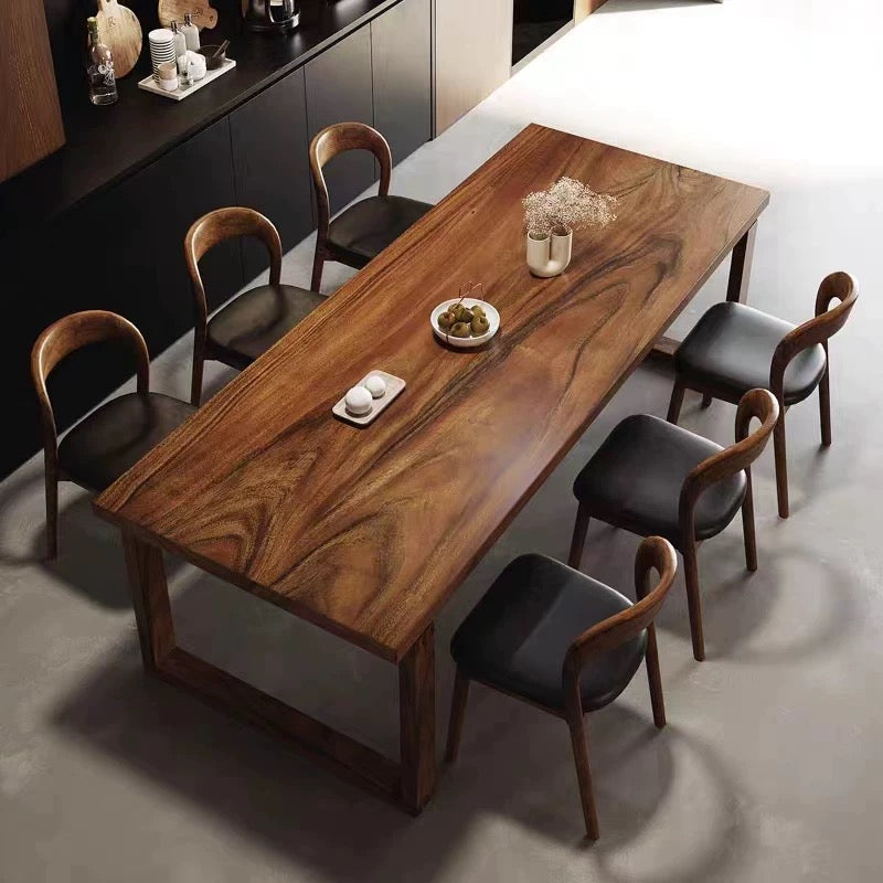 BADOU Rustic Walnut Wood Dining Table (Instock) - Radical Homes Singapore