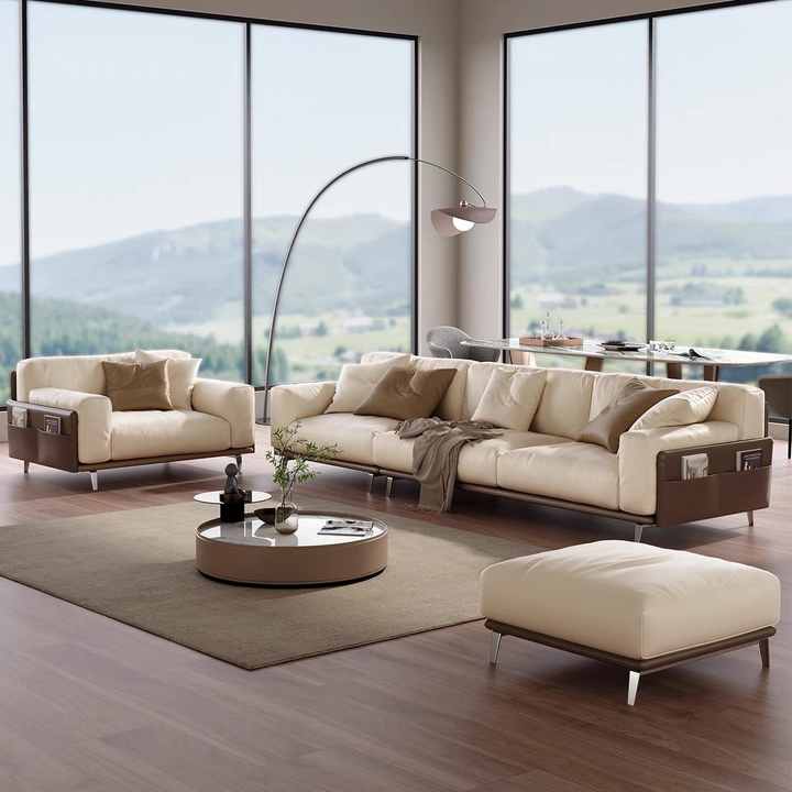 CLOVEHARE Modern Leather Sofa