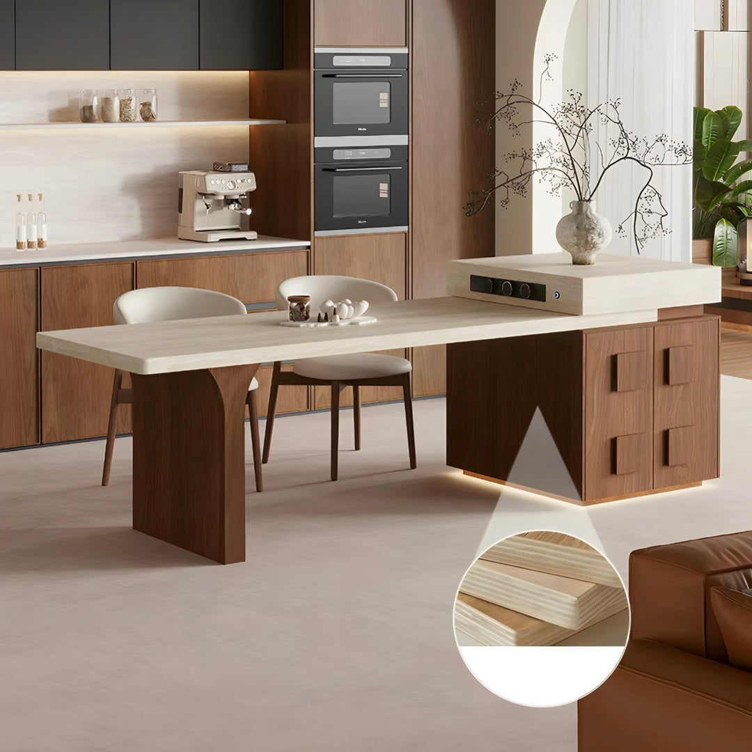 QUARRY Modern Travertine Island Dining Table - Cassa Haus Singapore