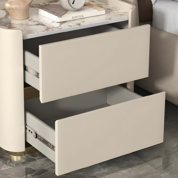 DORIAN Modern Leather Bedside Table - Cassa Haus Singapore