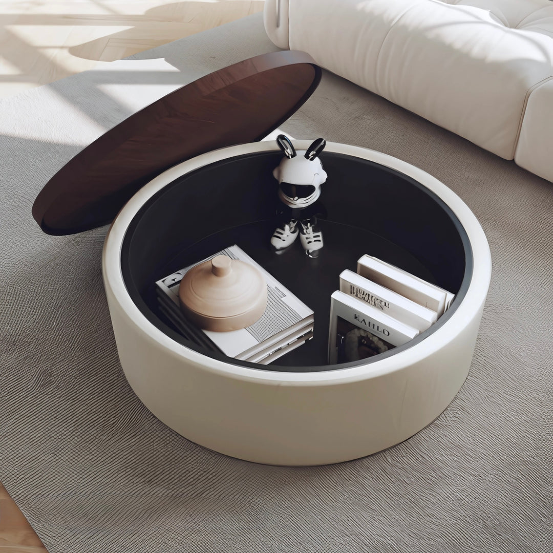 ZAVERO Modern Round Storage Coffee Table