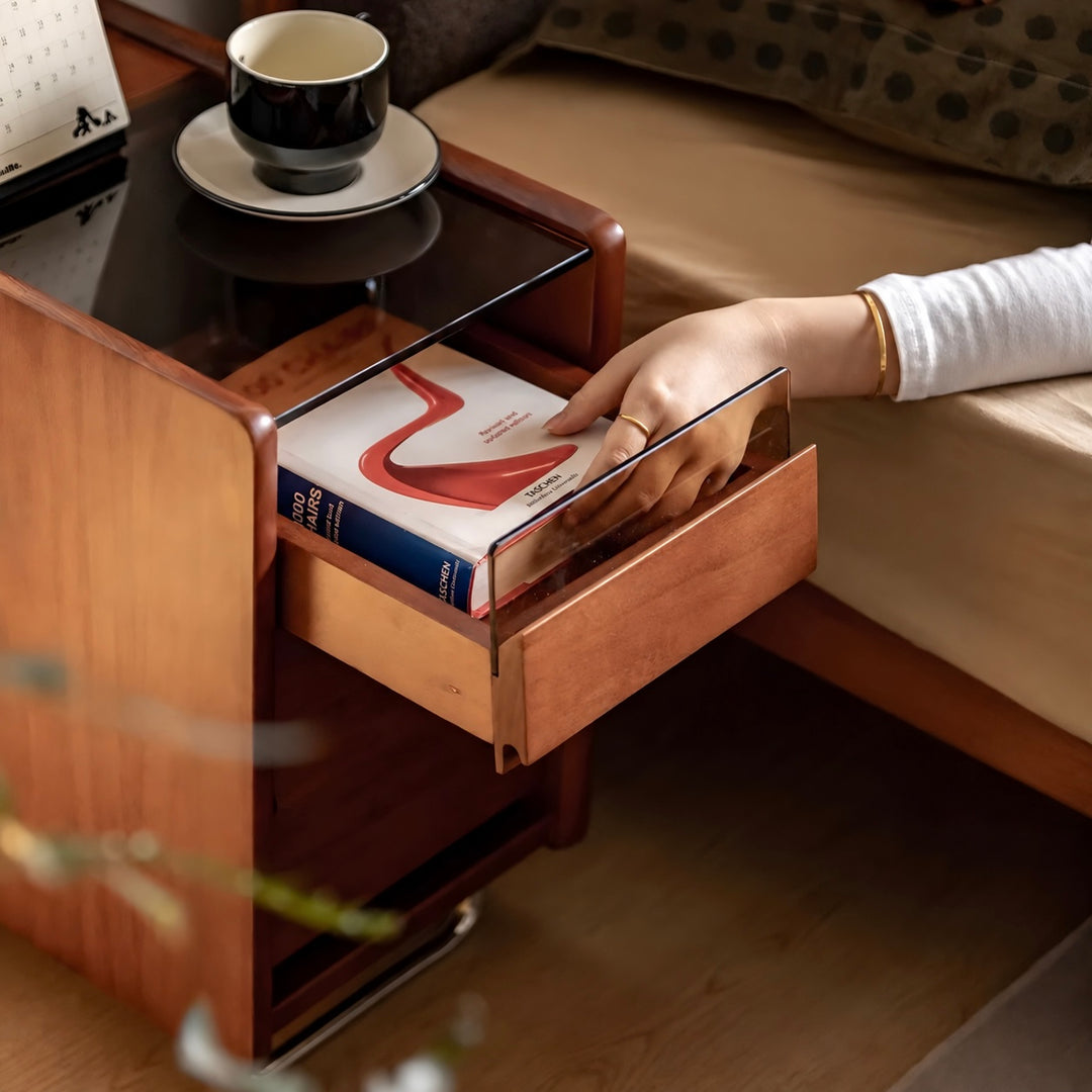 MORVEN Modern Solid Wood Bedside Table