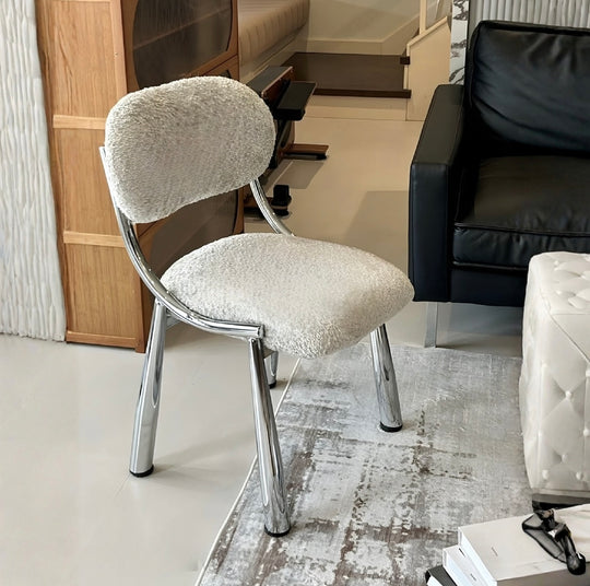 MARCELLA Modern Boucle / Leather Dining Chair - Cassa Haus Singapore