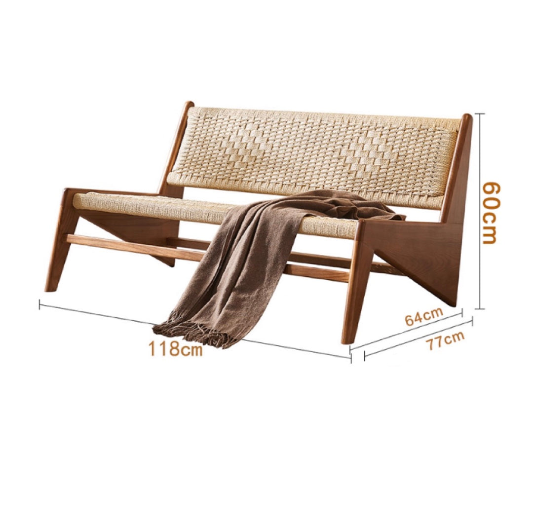 SERANO Rustic Rattan Bench