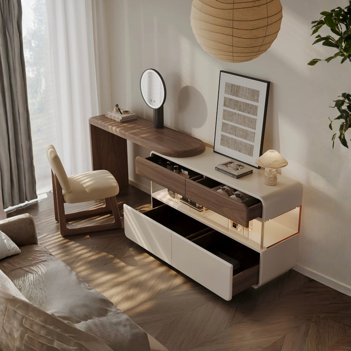 WALVESS Modern Walnut Vanity Table