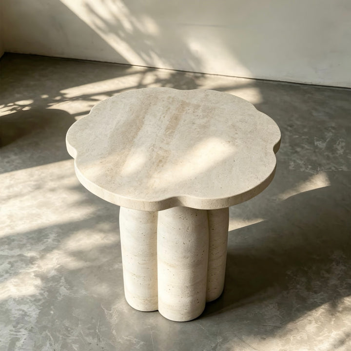 CALYRA Modern Travertine Side Table - Cassa Haus Singapore