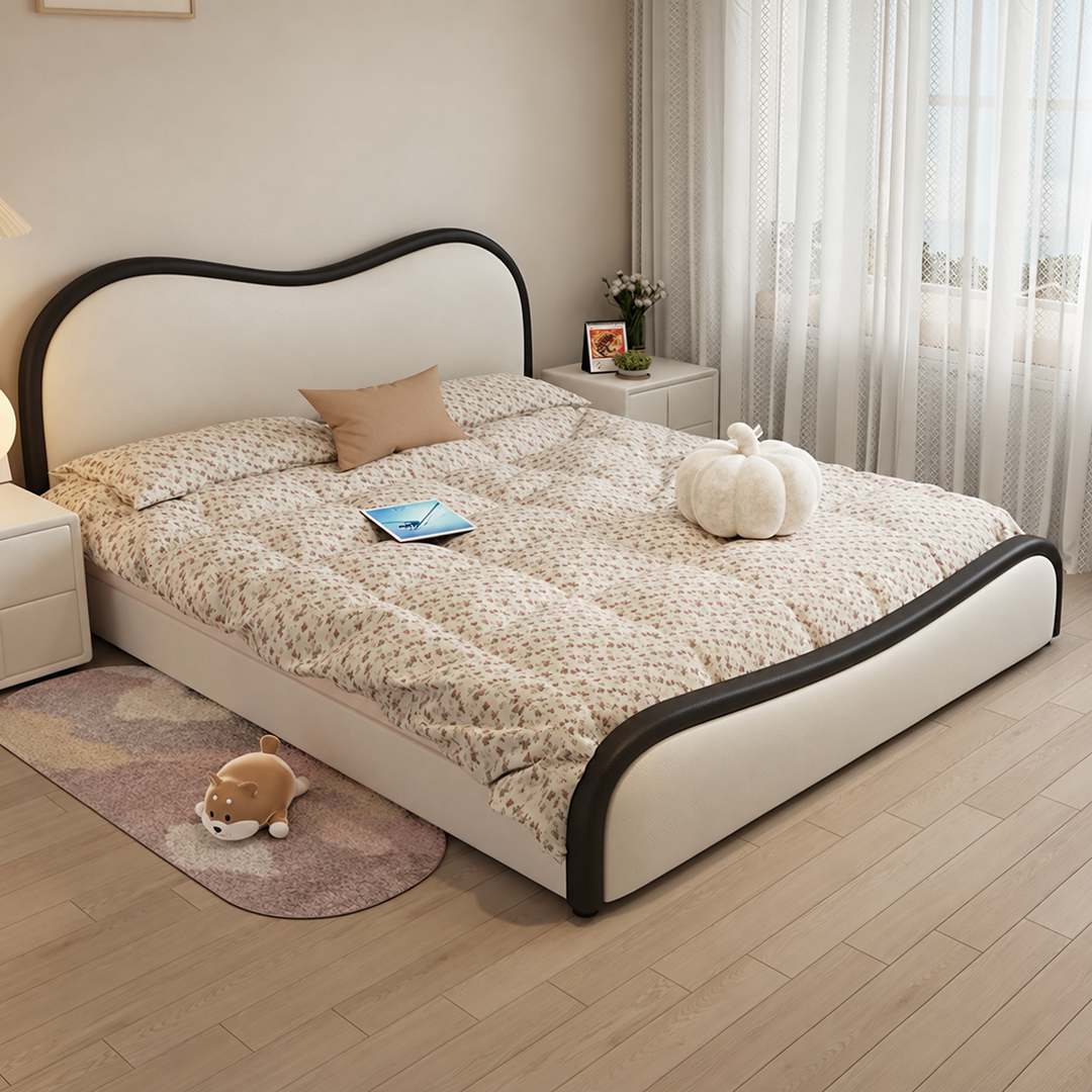 GAVEN Modern Genuine Leather Storage Bedframe