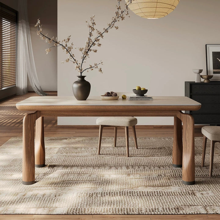 QUINTOS Modern Travertine Dining Table - Radical Homes Singapore