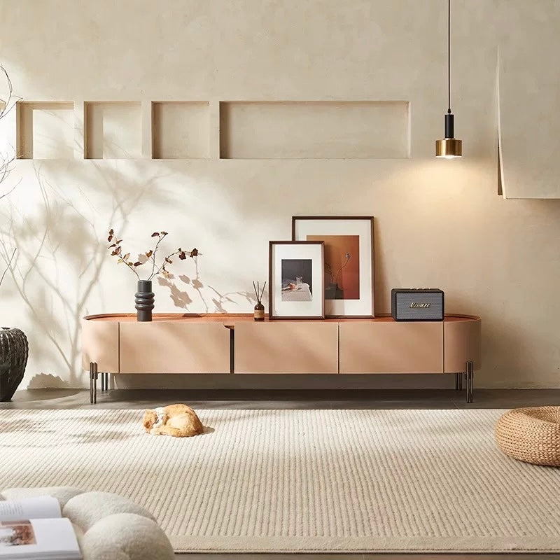 LUXEM Modern Saddle Leather TV Console - Radical Homes Singapore
