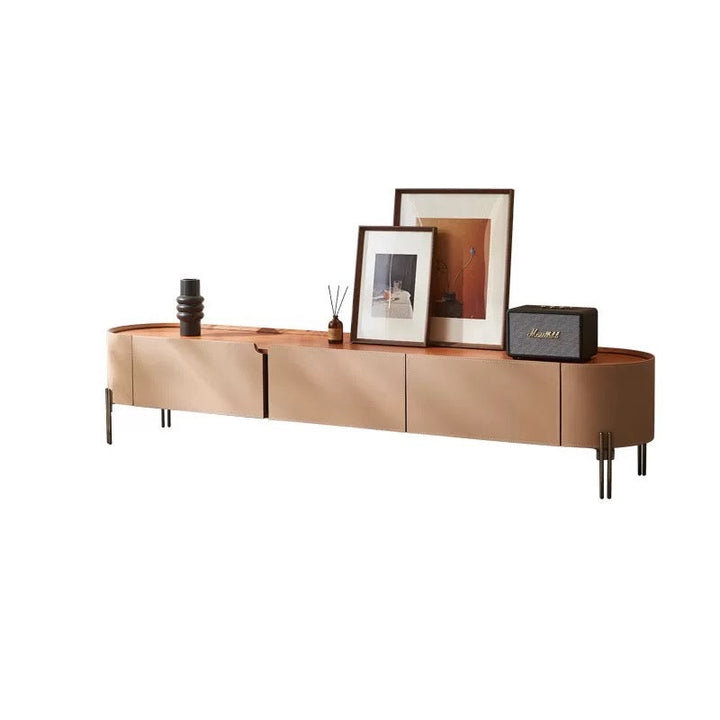 LUXEM Modern Saddle Leather TV Console - Radical Homes Singapore