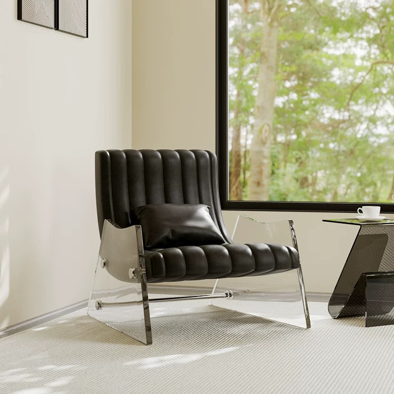 ACRYLA Modern Leather Lounge Chair - Radical Homes Singapore