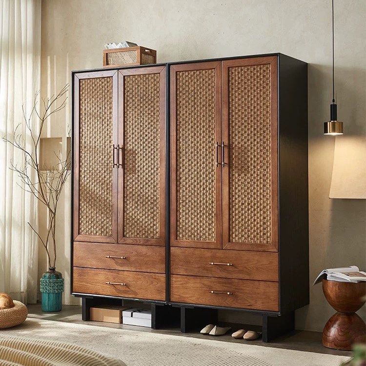 SUKORI Rustic Rattan Wardrobe - Cassa Haus Singapore