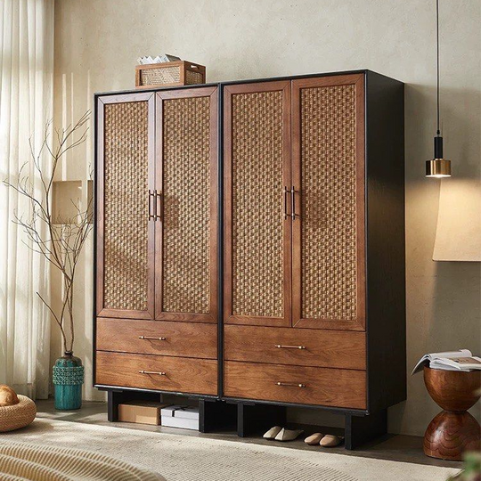 SUKORI Rustic Rattan Wardrobe - Cassa Haus Singapore