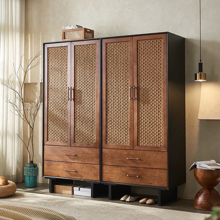 SUKORI Rustic Rattan Wardrobe - Cassa Haus Singapore