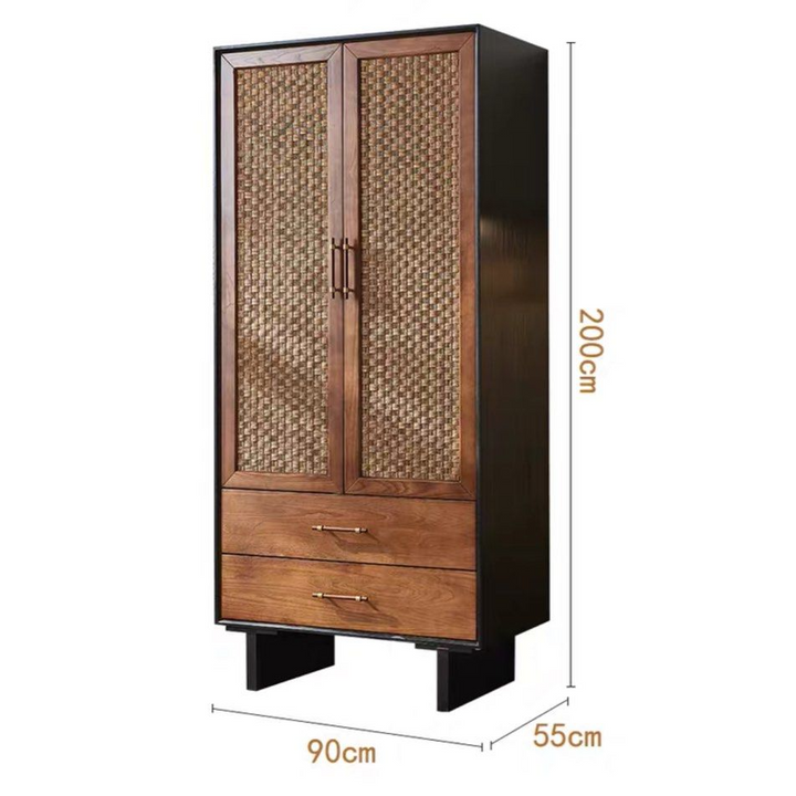 SUKORI Rustic Rattan Wardrobe - Cassa Haus Singapore