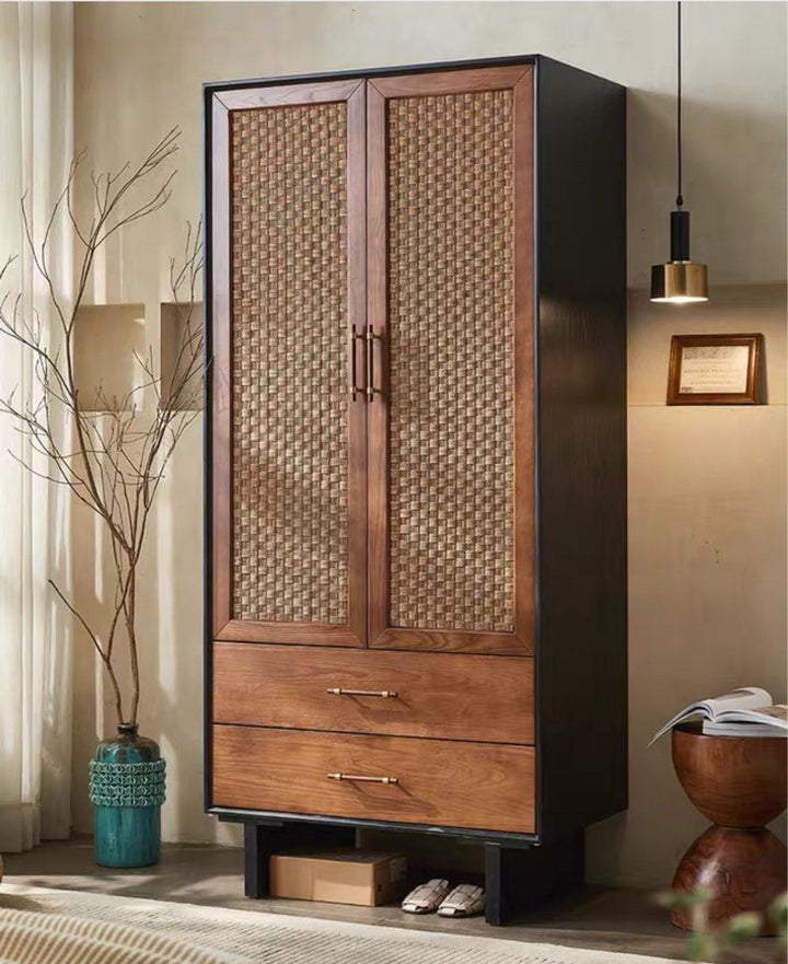 SUKORI Rustic Rattan Wardrobe - Cassa Haus Singapore
