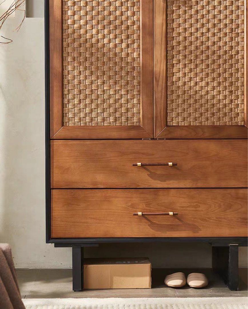 SUKORI Rustic Rattan Wardrobe - Cassa Haus Singapore