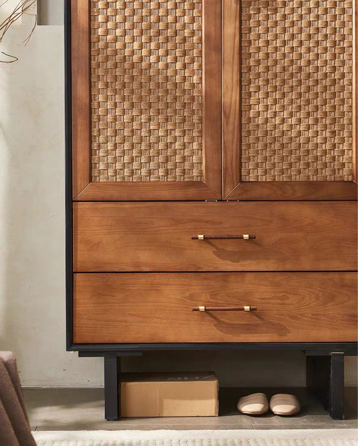 SUKORI Rustic Rattan Wardrobe - Cassa Haus Singapore