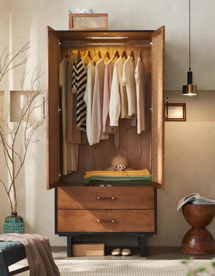 SUKORI Rustic Rattan Wardrobe - Cassa Haus Singapore
