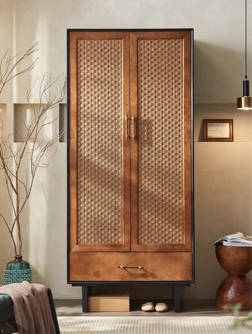 SUKORI Rustic Rattan Wardrobe - Cassa Haus Singapore