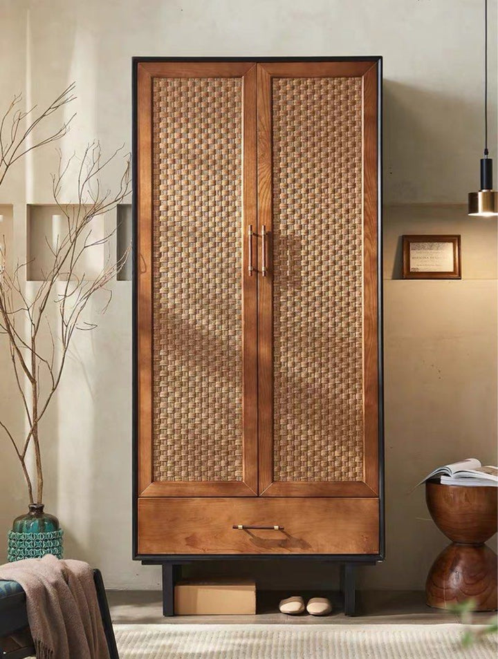 SUKORI Rustic Rattan Wardrobe - Cassa Haus Singapore